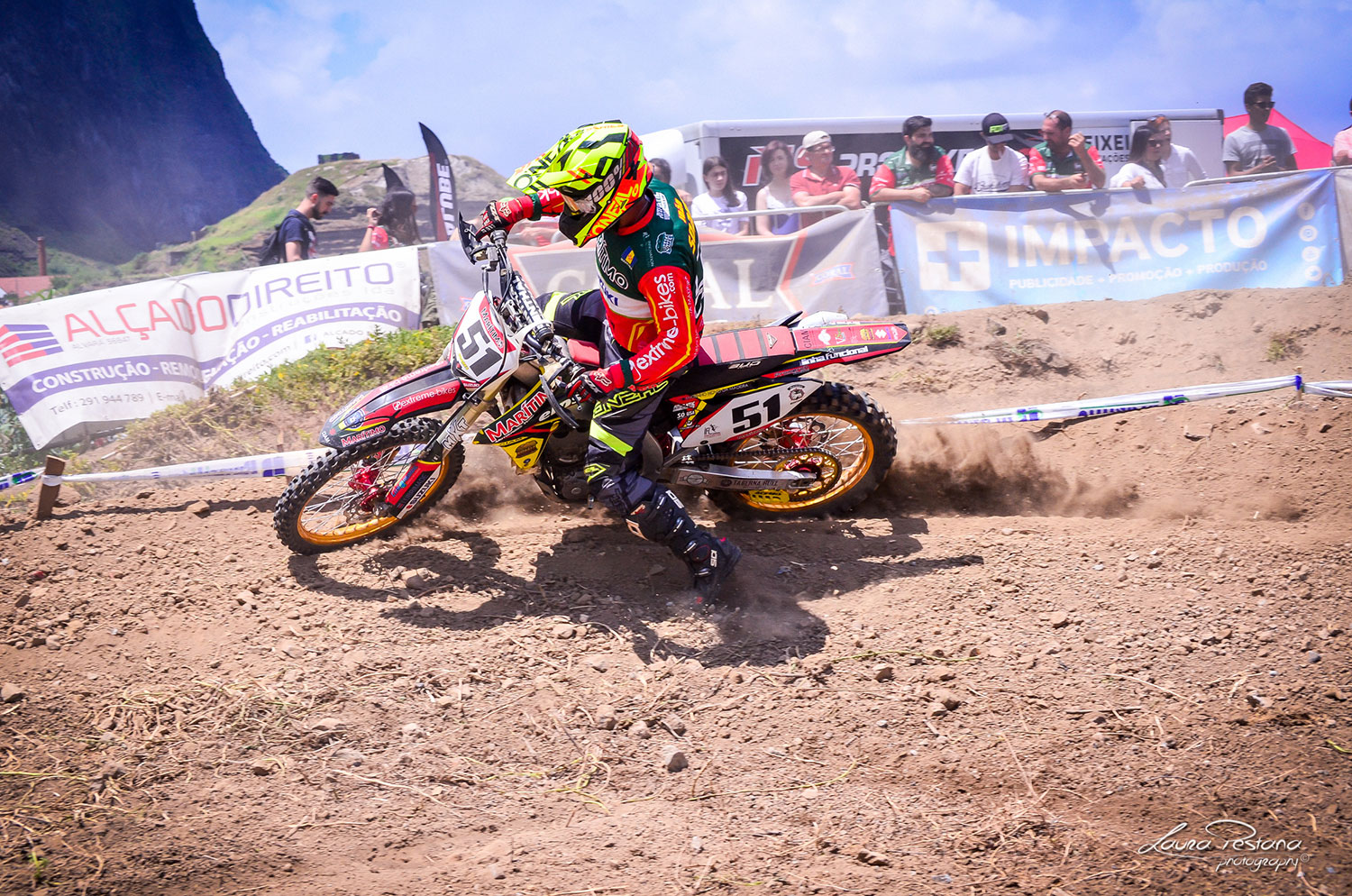 A rider making a berm on the track