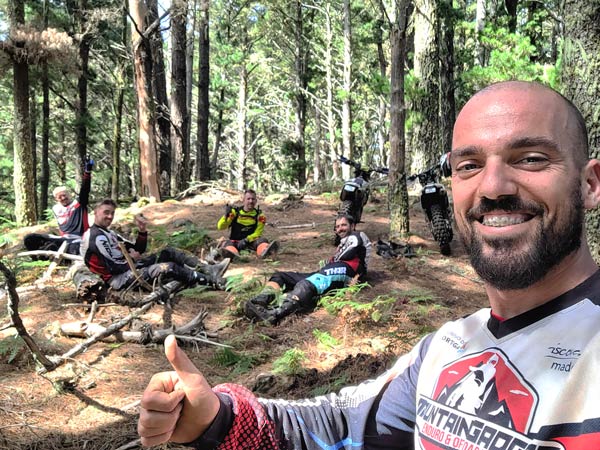 riders resting after hard enduro